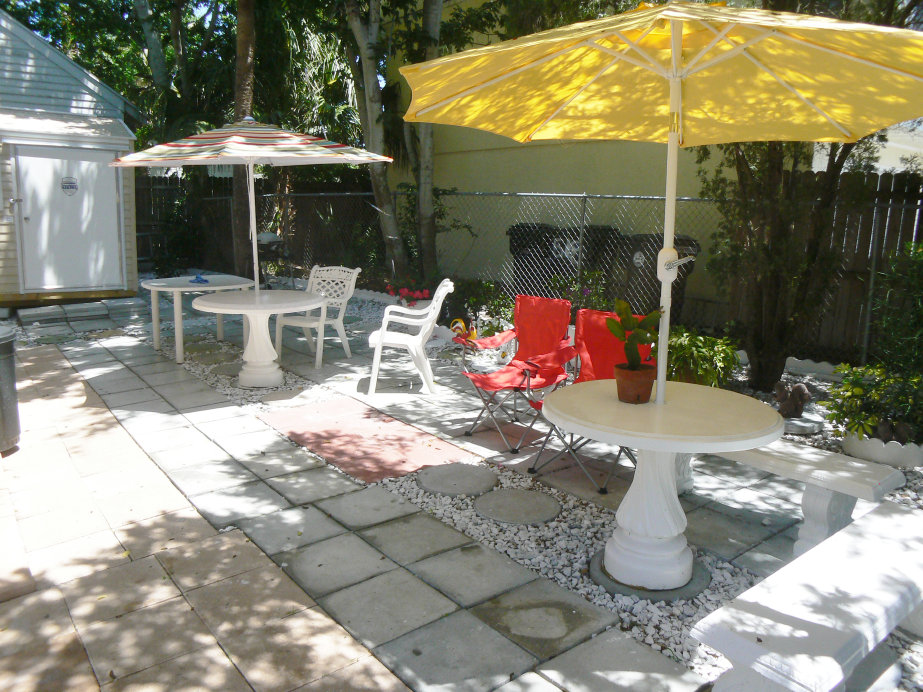 Relax and enjoy.  Now with concrete table and flower garden
